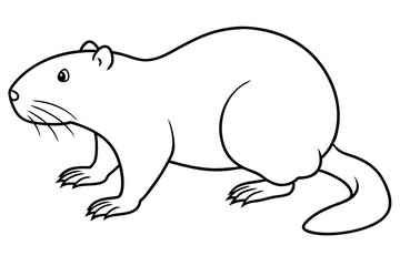 beaver line art silhouette vector illustration
