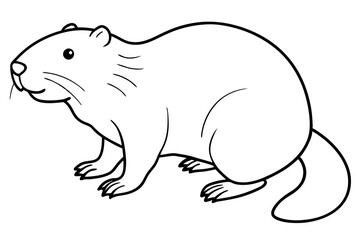 beaver line art silhouette vector illustration
