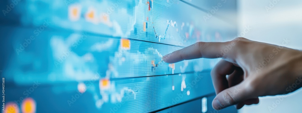 Poster touchscreen interaction with data visualization and graphs in office