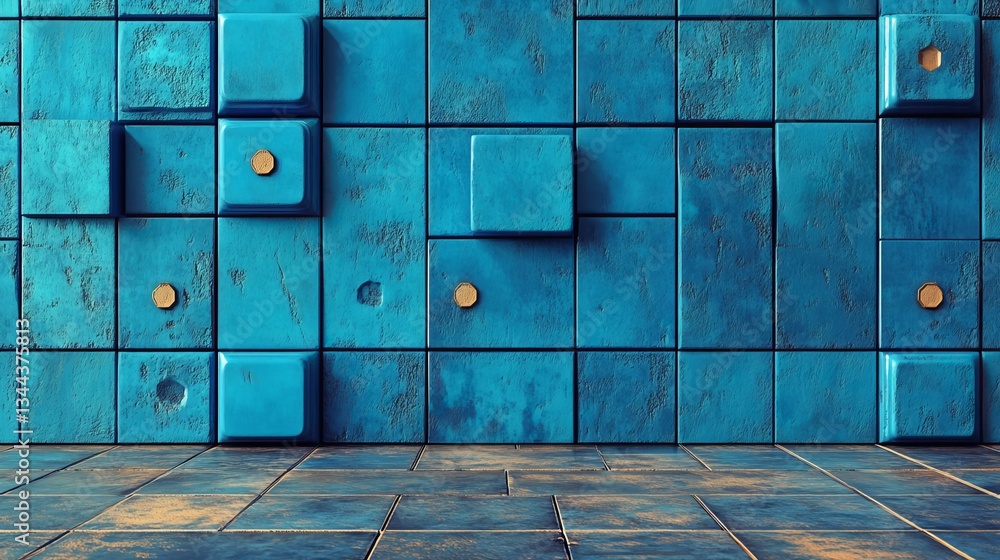 Poster a 3d render featuring a modern tech background with blocks of varying sizes perfectly aligned, in sh