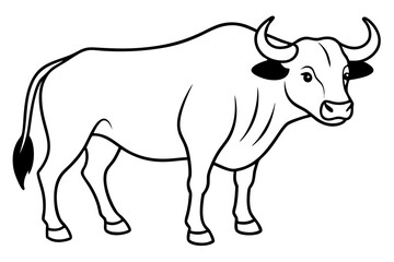 buffalo line art silhouette vector illustration
