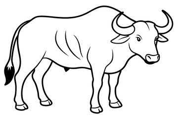 buffalo line art silhouette vector illustration