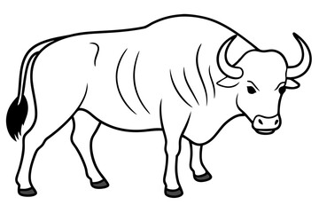 buffalo line art silhouette vector illustration