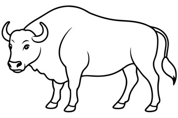buffalo line art silhouette vector illustration