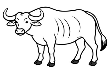 buffalo line art silhouette vector illustration