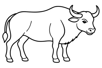 Fototapeta premium buffalo line art silhouette vector illustration