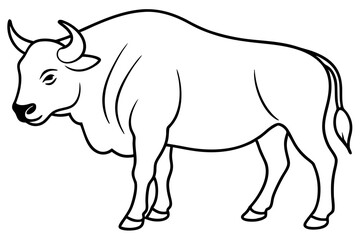 Fototapeta premium buffalo line art silhouette vector illustration