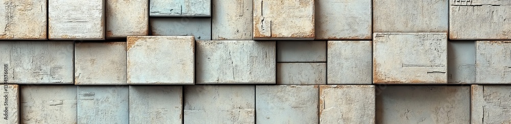 Poster a 3d render of precisely arranged, multisized cubes in white and grey creates an innovative tech bac