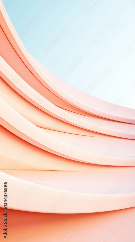 Poster soft pastel curves on a light background with gentle flowing lines