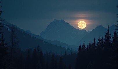 Canadian Rockies Gibbous Moon