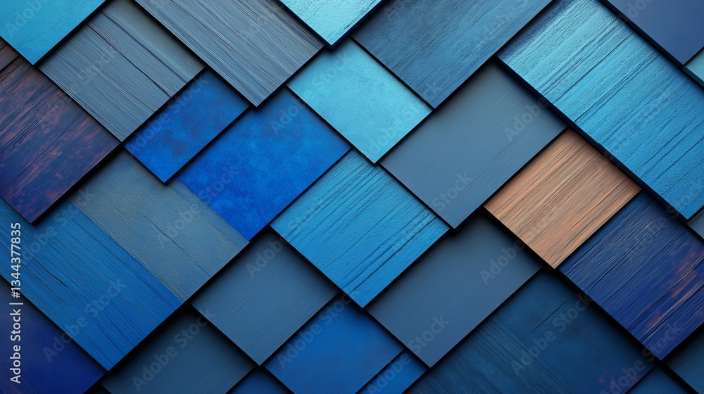 Poster a tech-inspired abstract wallpaper is formed by arranging blue 3d blocks in a creative pattern, as s
