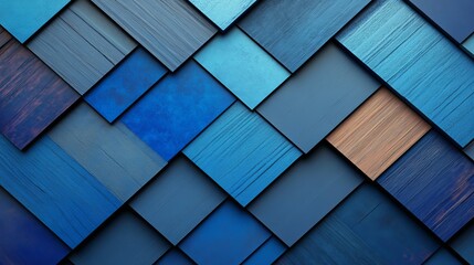 A tech-inspired abstract wallpaper is formed by arranging blue 3D blocks in a creative pattern, as shown in this 3D render