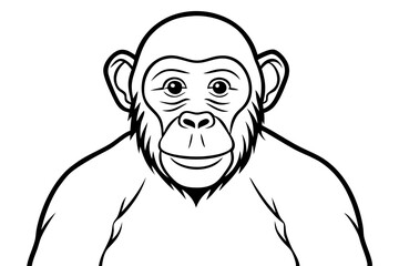 chimpanzee line art silhouette vector illustration