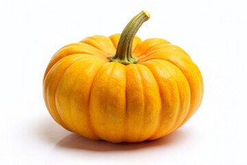Obraz premium Small Yellow Pumpkin Isolated on White Background - Autumn Harvest Stock Photo