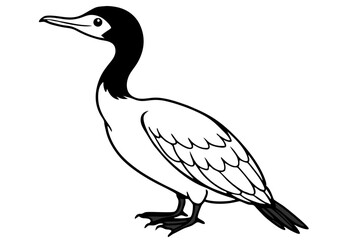 cormorant line art silhouette vector illustration
