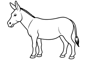 donkey line art silhouette vector illustration