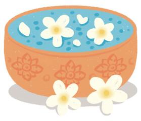 Painting of water bowl flower for Songkran Festival, Thailand