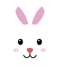 Cute bunny head flat vector Illustration isolated. Easter rabbit face character cartoon. Transparent background. © 素真 莊