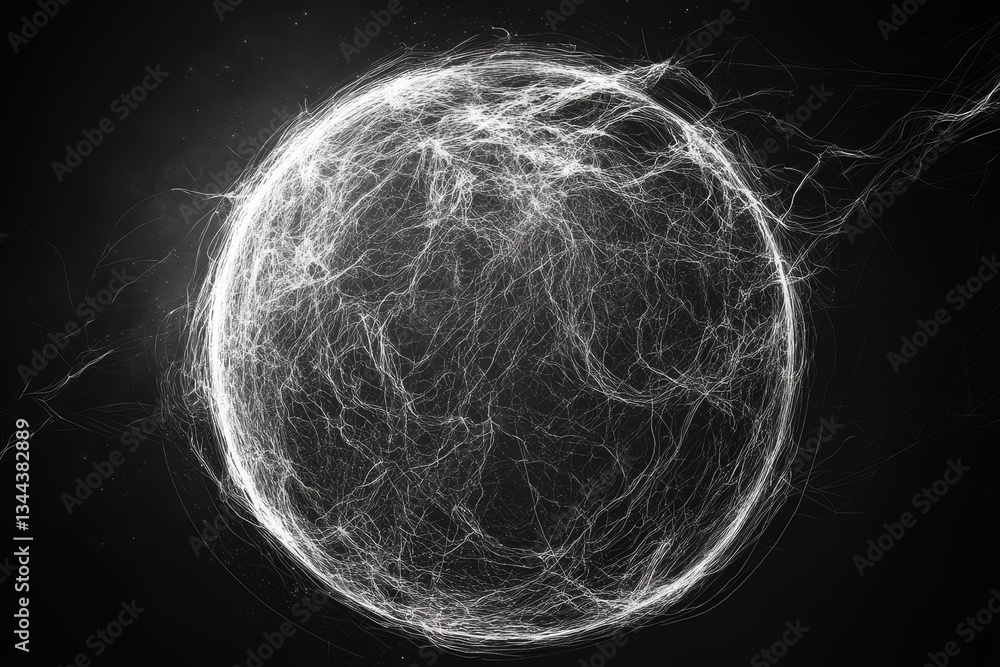 Poster background of a geometric interplay: abstract lines on a black void’ becomes ‘a black void serving a
