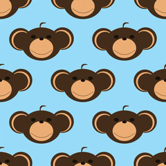 Adorable Cute Monkey Vector Seamless Pattern Digital Paper for Children's Nursery, Baby Shower Decorations, Scrapbooking, Kids Room Wallpaper, Fabric, Wrapping Paper, and Fun Jungle-Themed Crafts