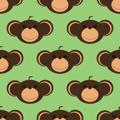 Adorable Cute Monkey Vector Seamless Pattern Digital Paper for Children's Nursery, Baby Shower Decorations, Scrapbooking, Kids Room Wallpaper, Fabric, Wrapping Paper, and Fun Jungle-Themed Crafts