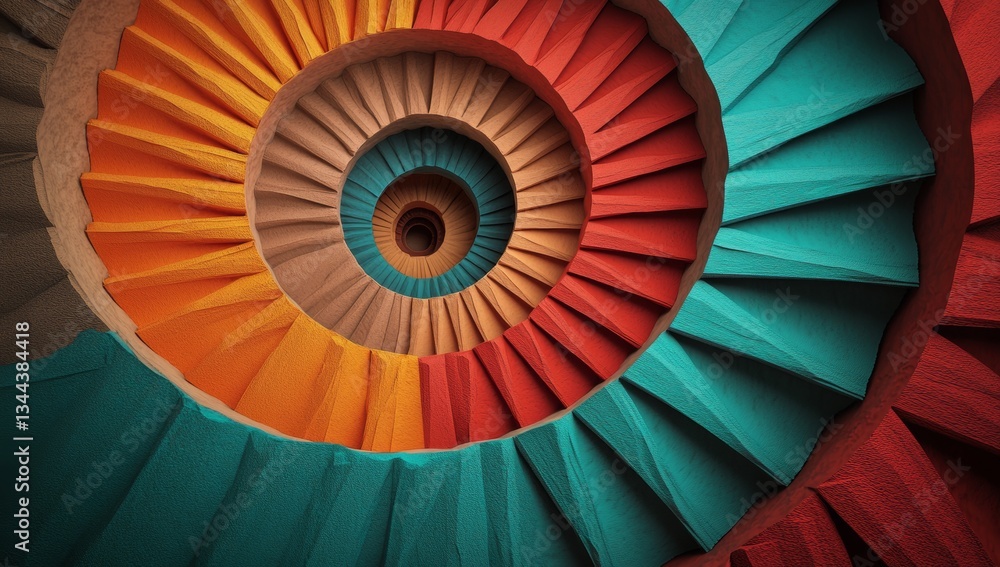 Poster a 3d rendering featuring an abstract design with a pattern of stacked metal