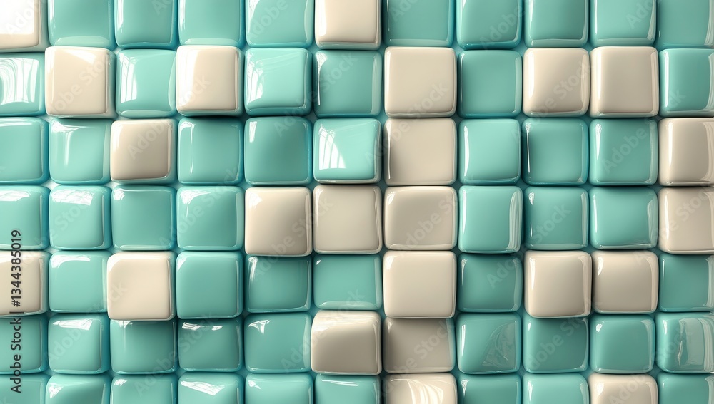 Poster a three-dimensional rendering of cube blocks arranged in an abstract, exploding pattern