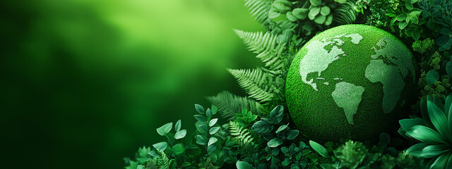 Lush Green Globe Amidst Vibrant Foliage Environmental Conservation Concept Image