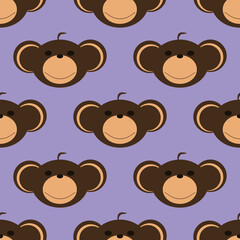 Adorable Cute Monkey Vector Seamless Pattern Digital Paper for Children's Nursery, Baby Shower Decorations, Scrapbooking, Kids Room Wallpaper, Fabric, Wrapping Paper, and Fun Jungle-Themed Crafts