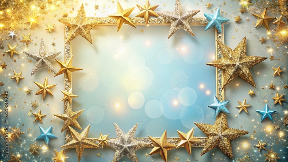 Poster sparkling star border frame: elegant copy space for text or design elements