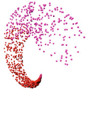 たくさんの星が円を描いて発生するイラスト：赤、ピンク