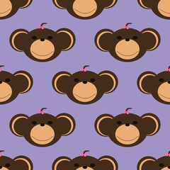 Adorable Cute Monkey Vector Seamless Pattern Digital Paper for Children's Nursery, Baby Shower Decorations, Scrapbooking, Kids Room Wallpaper, Fabric, Wrapping Paper, and Fun Jungle-Themed Crafts