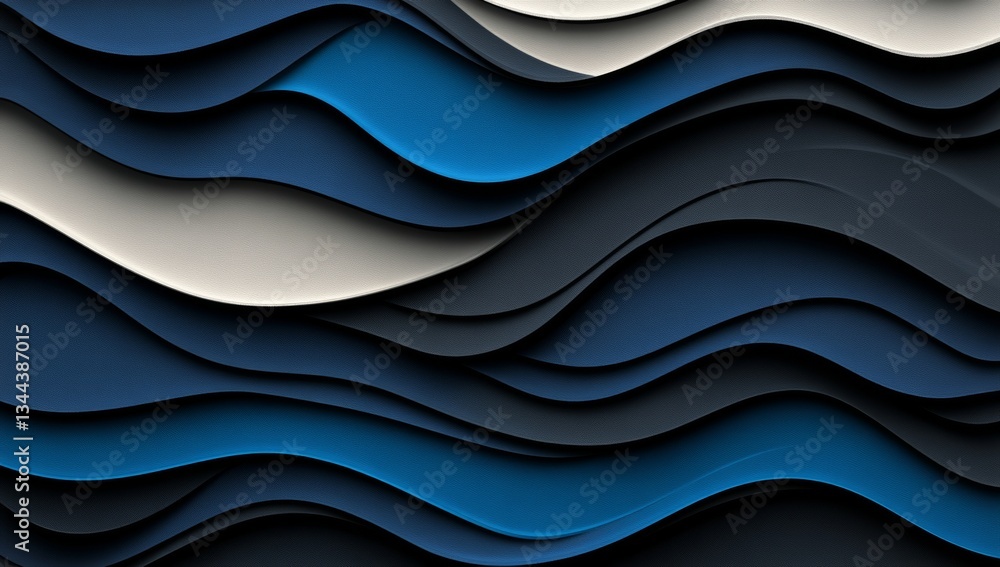 Poster a dark gradient tone backdrop features metallic waves and ripples in an abstract 3d rendering