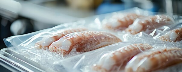 Fresh Vacuum Sealed Squid Ready for Seafood Market and Culinary Use