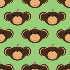 Adorable Cute Monkey Vector Seamless Pattern Digital Paper for Children's Nursery, Baby Shower Decorations, Scrapbooking, Kids Room Wallpaper, Fabric, Wrapping Paper, and Fun Jungle-Themed Crafts