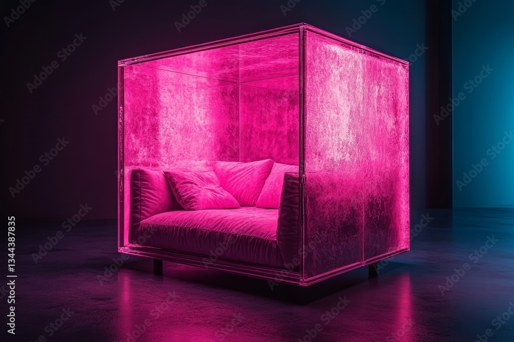 Poster a contemporary abstract three-dimensional rendering of a geometric furniture pattern with no one in 