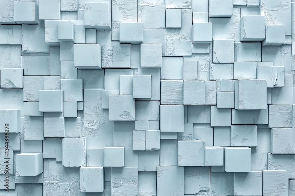 Poster abstract rendering featuring white cubes in isometric geometric style