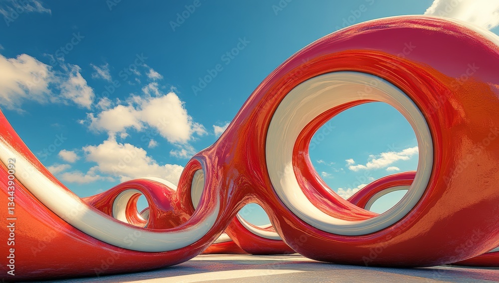 Poster a 3d rendering featuring colorful lines set against a light-colored background