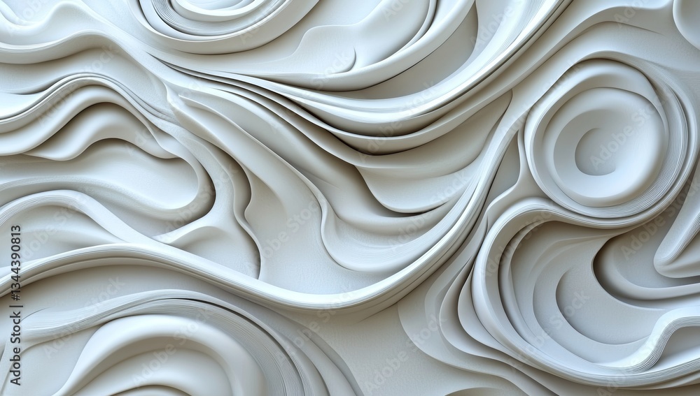 Aufkleber a 3d render background featuring smooth abstract white waves