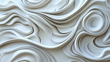 Obraz premium A 3D render background featuring smooth abstract white waves