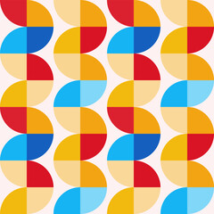 Post modern retro wavy circle stripes vertical wave print, geometric seamless repeating vector pattern design