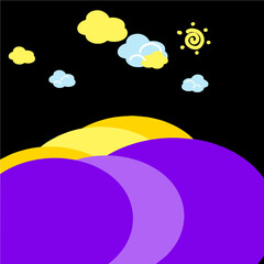vecter violet hill road cloud sun landscape 