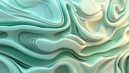 Obraz premium Elegant Flowing Abstract Shapes in Green and White 3D Render’ becomes ‘Beautiful Curved Abstract Forms in Green and White 3D Rendering
