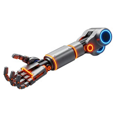 Robotic arm on transparent background