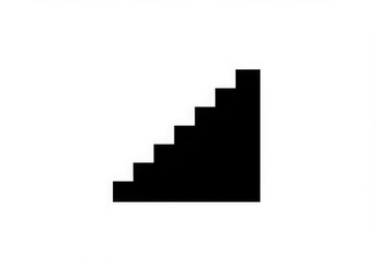 Fototapeta premium Simple geometric shape, minimalist staircase icon, black and white graphic, sharp edges, clean lines, abstract steps, 2D design, vector illustration, basic symbol, ascending levels
