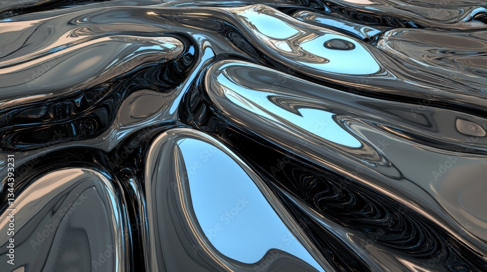 Poster a 3d rendering featuring metallic bands set against a black backdrop