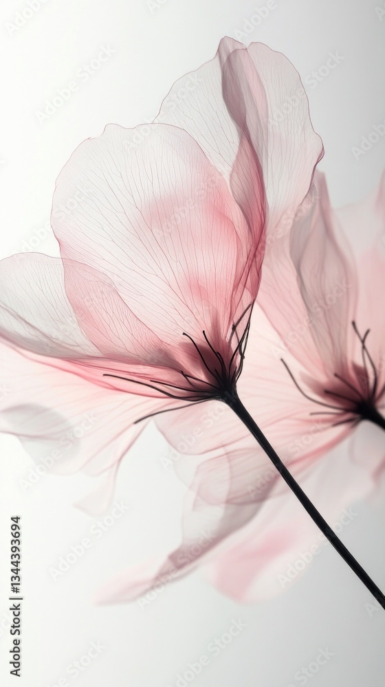 Aufkleber two elegant flowers with translucent petals softly glow in a gentle light, showcasing a blend of pin