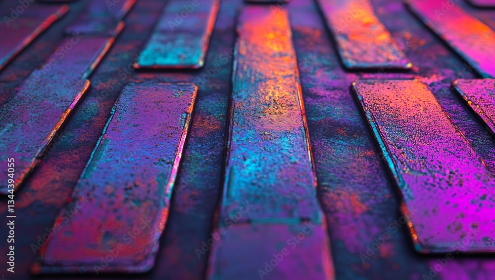 Poster a 3d rendering featuring abstract geometric forms with vibrant colors and reflective properties