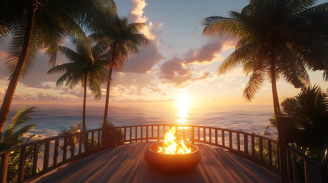Relaxing Seaside Balcony with Comfortable Lounge and Beautiful Ocean View