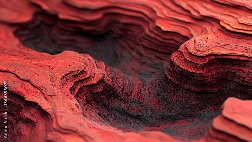 Poster a 3d render background featuring abstract red hues and smooth waves is presented